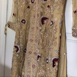 Beige and Maroon Pakistani Formal